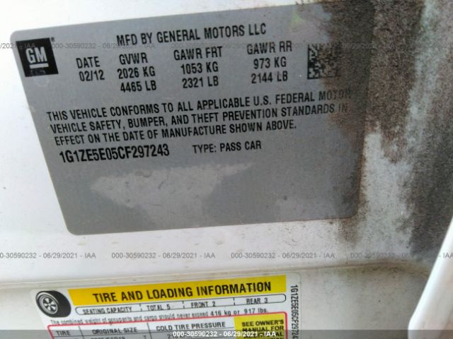 Photo 8 VIN: 1G1ZE5E05CF297243 - CHEVROLET MALIBU 