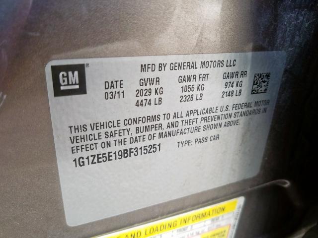 Photo 9 VIN: 1G1ZE5E19BF315251 - CHEVROLET MALIBU LTZ 