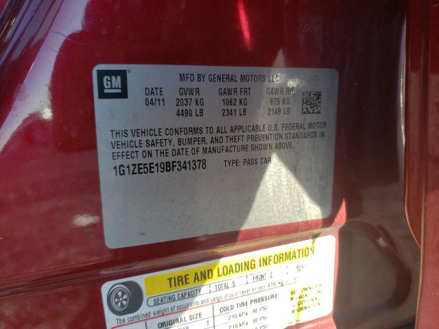 Photo 9 VIN: 1G1ZE5E19BF341378 - CHEVROLET MALIBU LTZ 