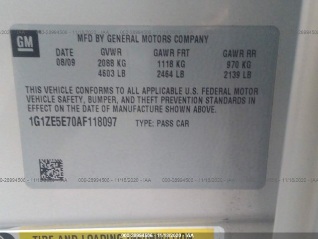 Photo 8 VIN: 1G1ZE5E70AF118097 - CHEVROLET MALIBU 