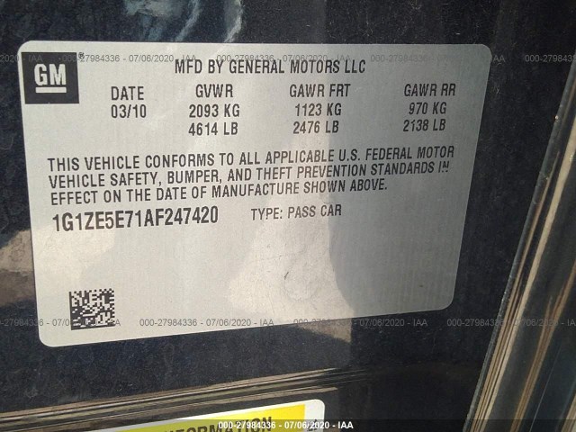 Photo 8 VIN: 1G1ZE5E71AF247420 - CHEVROLET MALIBU 