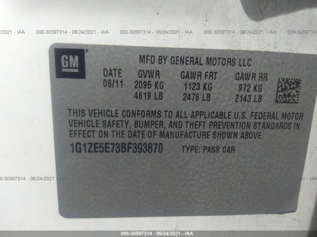 Photo 8 VIN: 1G1ZE5E73BF393870 - CHEVROLET MALIBU 