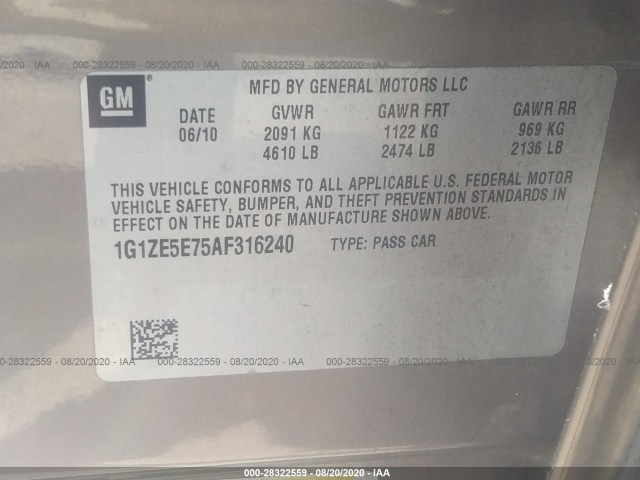 Photo 8 VIN: 1G1ZE5E75AF316240 - CHEVROLET MALIBU 