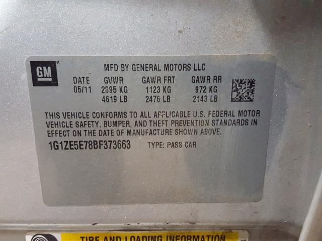 Photo 9 VIN: 1G1ZE5E78BF373663 - CHEVROLET MALIBU LTZ 