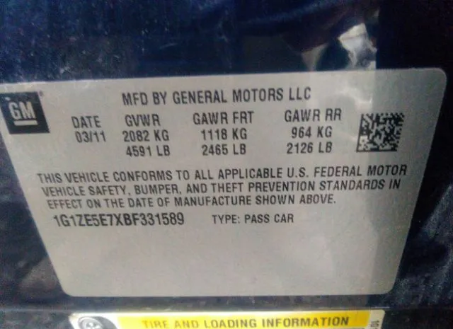 Photo 8 VIN: 1G1ZE5E7XBF331589 - CHEVROLET MALIBU 