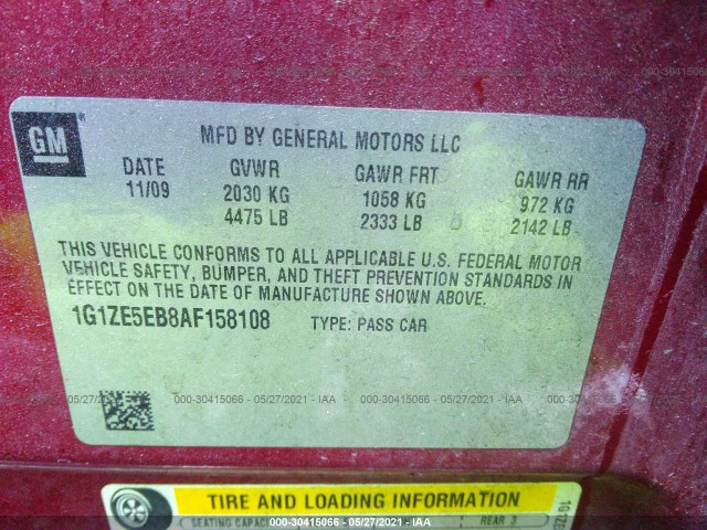 Photo 8 VIN: 1G1ZE5EB8AF158108 - CHEVROLET MALIBU 