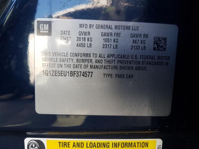 Photo 9 VIN: 1G1ZE5EU1BF374577 - CHEVROLET MALIBU LTZ 