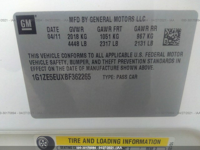 Photo 8 VIN: 1G1ZE5EUXBF362265 - CHEVROLET MALIBU 