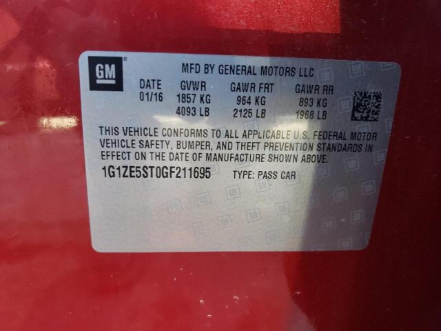 Photo 9 VIN: 1G1ZE5ST0GF211695 - CHEVROLET MALIBU LT 