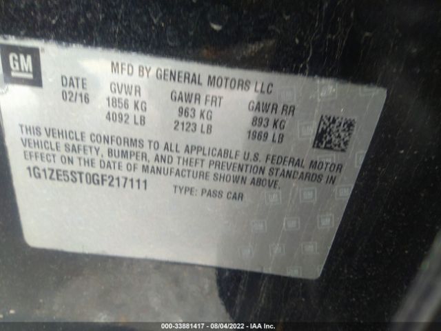 Photo 8 VIN: 1G1ZE5ST0GF217111 - CHEVROLET MALIBU 