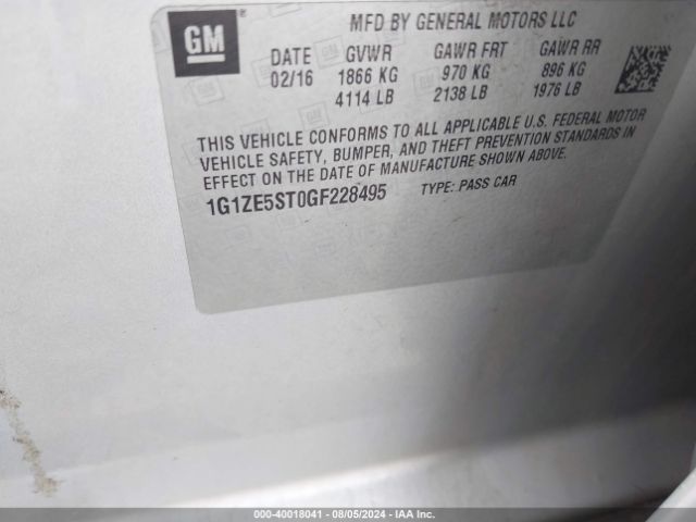 Photo 8 VIN: 1G1ZE5ST0GF228495 - CHEVROLET MALIBU 