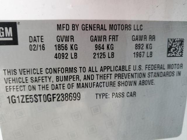 Photo 9 VIN: 1G1ZE5ST0GF238699 - CHEVROLET MALIBU LT 