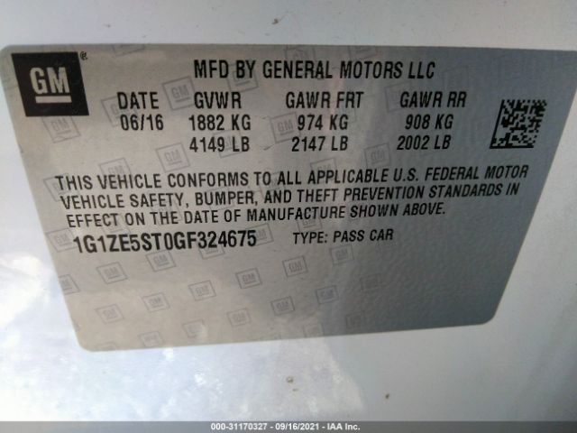 Photo 8 VIN: 1G1ZE5ST0GF324675 - CHEVROLET MALIBU 