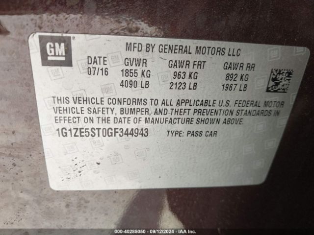 Photo 8 VIN: 1G1ZE5ST0GF344943 - CHEVROLET MALIBU 