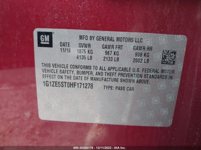 Photo 8 VIN: 1G1ZE5ST0HF171278 - CHEVROLET MALIBU 