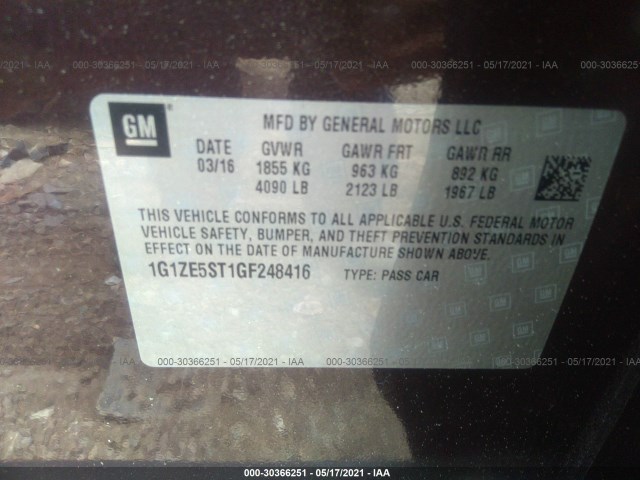 Photo 8 VIN: 1G1ZE5ST1GF248416 - CHEVROLET MALIBU 