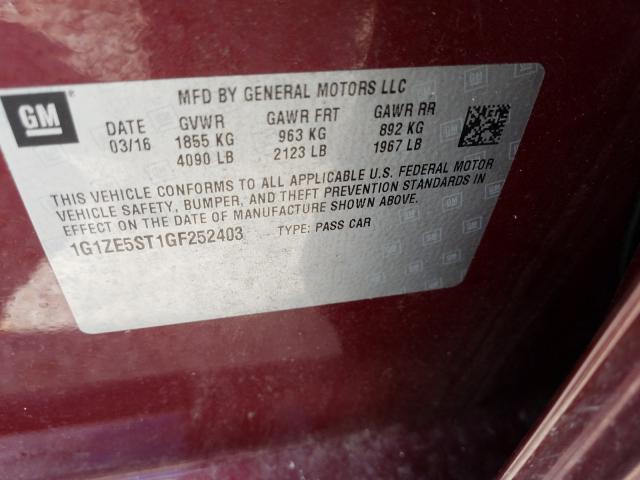 Photo 9 VIN: 1G1ZE5ST1GF252403 - CHEVROLET MALIBU LT 