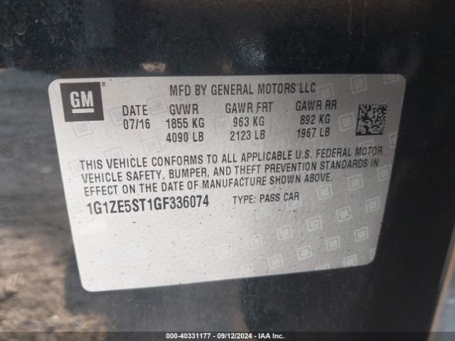 Photo 8 VIN: 1G1ZE5ST1GF336074 - CHEVROLET MALIBU 