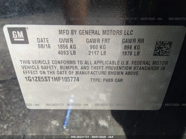 Photo 8 VIN: 1G1ZE5ST1HF105774 - CHEVROLET MALIBU 