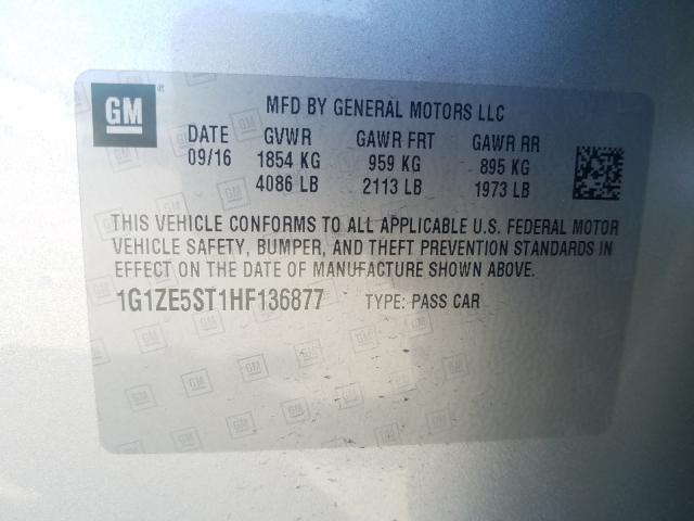 Photo 9 VIN: 1G1ZE5ST1HF136877 - CHEVROLET MALIBU LT 