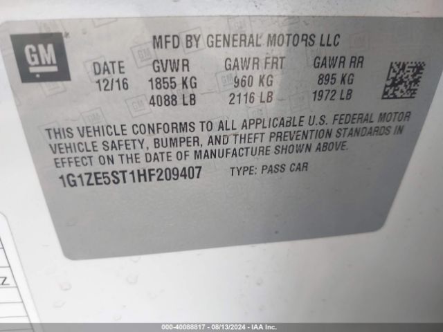 Photo 8 VIN: 1G1ZE5ST1HF209407 - CHEVROLET MALIBU 