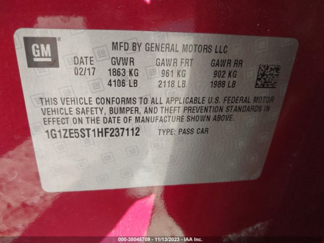 Photo 8 VIN: 1G1ZE5ST1HF237112 - CHEVROLET MALIBU 