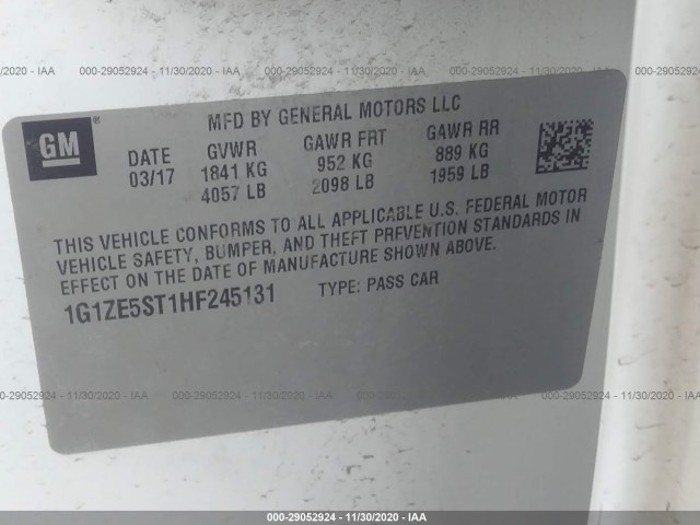 Photo 8 VIN: 1G1ZE5ST1HF245131 - CHEVROLET MALIBU 