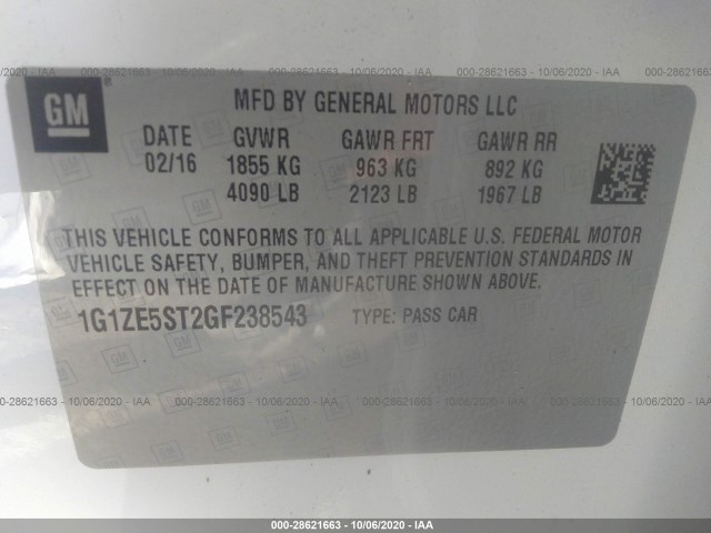 Photo 8 VIN: 1G1ZE5ST2GF238543 - CHEVROLET MALIBU 