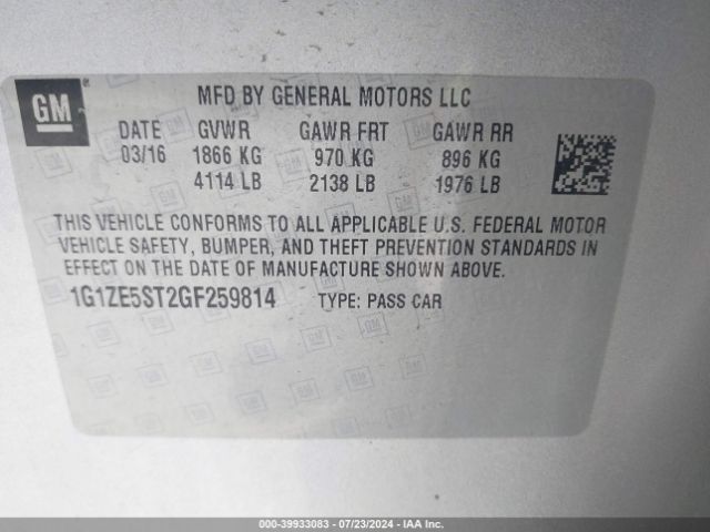 Photo 8 VIN: 1G1ZE5ST2GF259814 - CHEVROLET MALIBU 