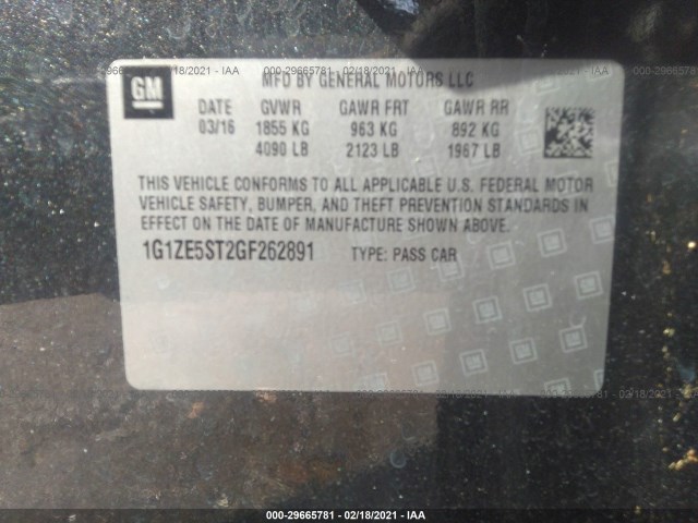 Photo 8 VIN: 1G1ZE5ST2GF262891 - CHEVROLET MALIBU 