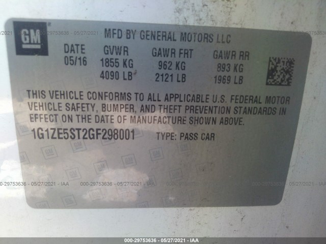 Photo 8 VIN: 1G1ZE5ST2GF298001 - CHEVROLET MALIBU 