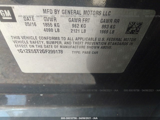 Photo 8 VIN: 1G1ZE5ST2GF299178 - CHEVROLET MALIBU 