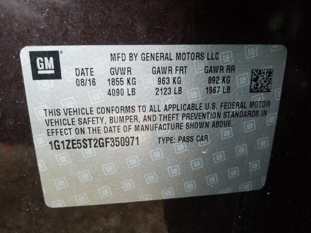 Photo 9 VIN: 1G1ZE5ST2GF350971 - CHEVROLET MALIBU LT 