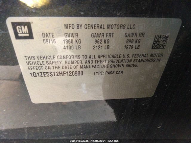 Photo 8 VIN: 1G1ZE5ST2HF120980 - CHEVROLET MALIBU 