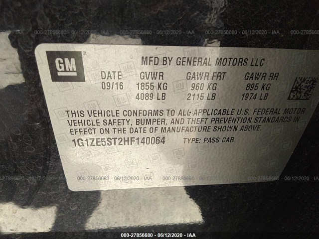 Photo 8 VIN: 1G1ZE5ST2HF140064 - CHEVROLET MALIBU 