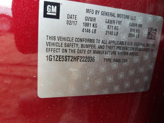 Photo 9 VIN: 1G1ZE5ST2HF222036 - CHEVROLET MALIBU LT 