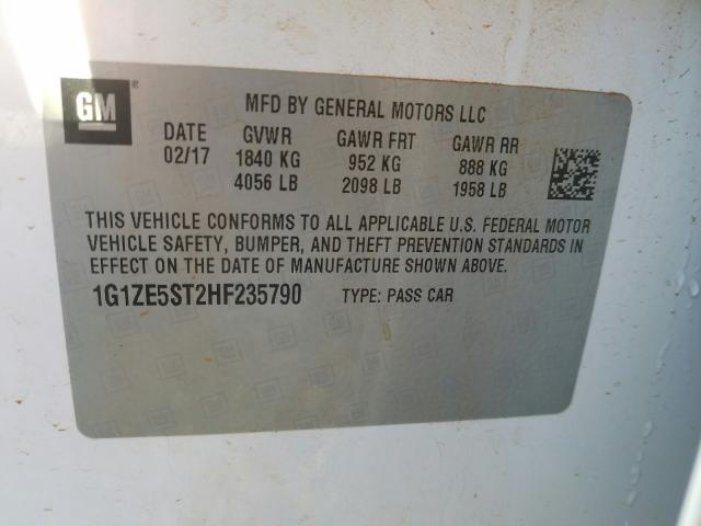 Photo 9 VIN: 1G1ZE5ST2HF235790 - CHEVROLET MALIBU LT 