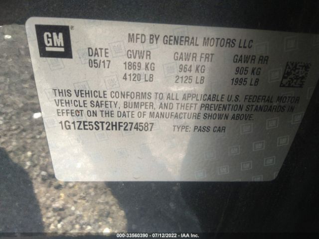 Photo 8 VIN: 1G1ZE5ST2HF274587 - CHEVROLET MALIBU 