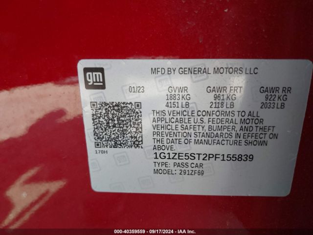 Photo 8 VIN: 1G1ZE5ST2PF155839 - CHEVROLET MALIBU 