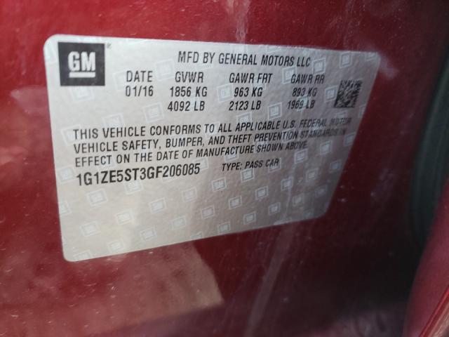 Photo 9 VIN: 1G1ZE5ST3GF206085 - CHEVROLET MALIBU LT 