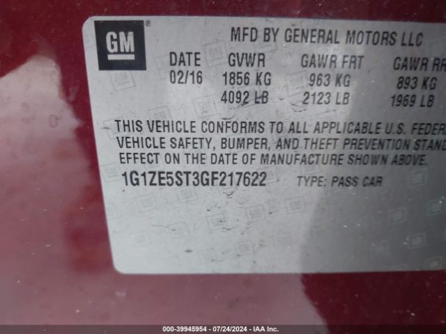 Photo 8 VIN: 1G1ZE5ST3GF217622 - CHEVROLET MALIBU 