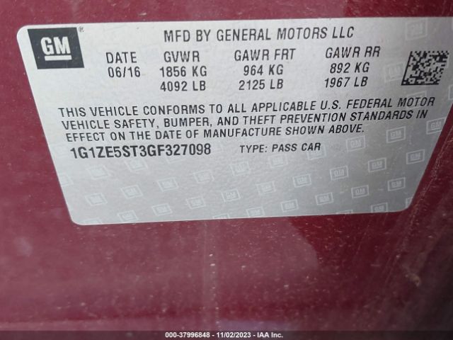 Photo 8 VIN: 1G1ZE5ST3GF327098 - CHEVROLET MALIBU 