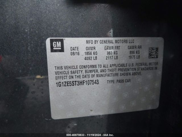 Photo 8 VIN: 1G1ZE5ST3HF107543 - CHEVROLET MALIBU 