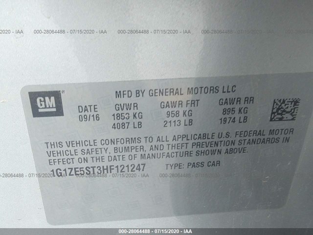 Photo 8 VIN: 1G1ZE5ST3HF121247 - CHEVROLET MALIBU 