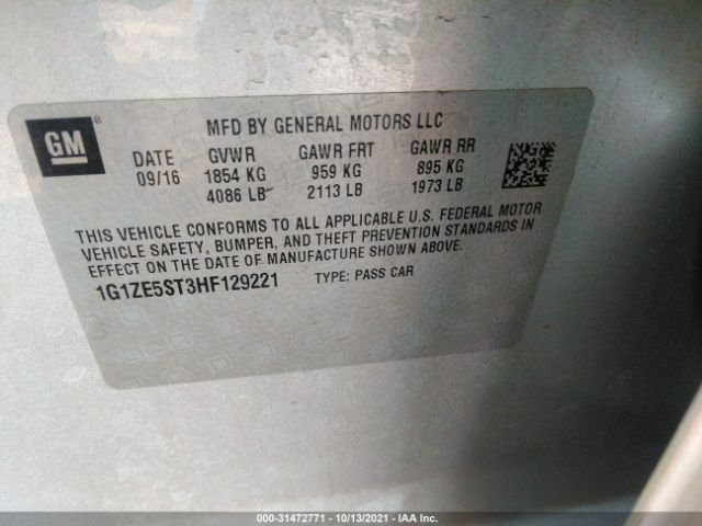 Photo 8 VIN: 1G1ZE5ST3HF129221 - CHEVROLET MALIBU 