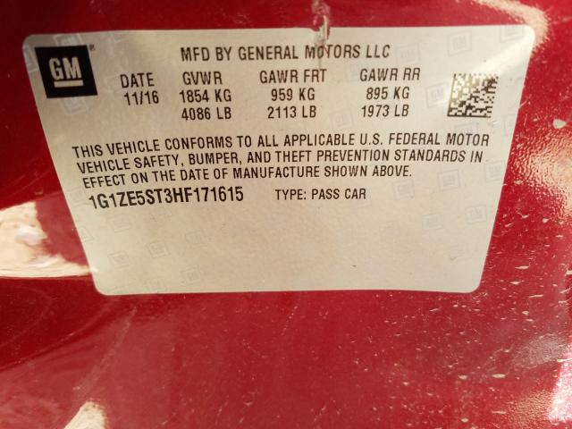 Photo 9 VIN: 1G1ZE5ST3HF171615 - CHEVROLET MALIBU LT 