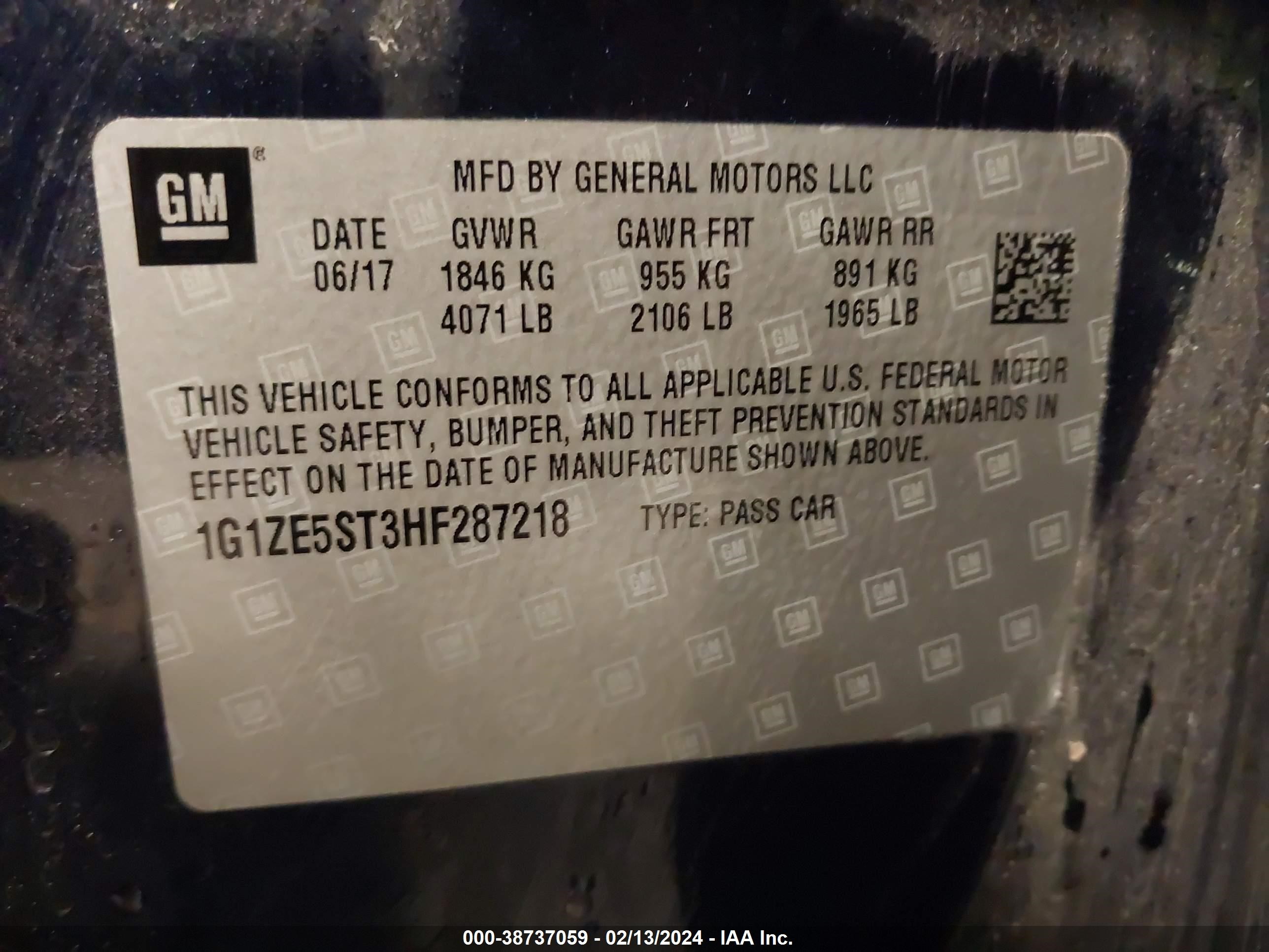 Photo 8 VIN: 1G1ZE5ST3HF287218 - CHEVROLET MALIBU 