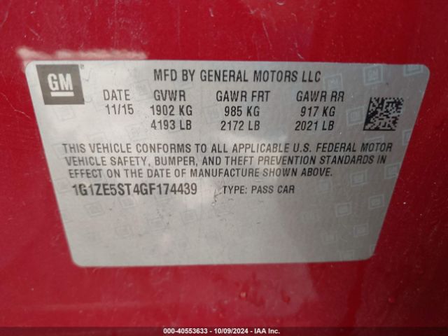 Photo 8 VIN: 1G1ZE5ST4GF174439 - CHEVROLET MALIBU 