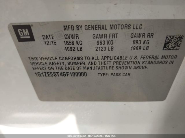 Photo 8 VIN: 1G1ZE5ST4GF180080 - CHEVROLET MALIBU 