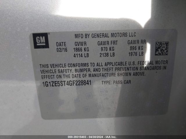 Photo 8 VIN: 1G1ZE5ST4GF228841 - CHEVROLET MALIBU 